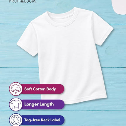 Fruit of the Loom Camisetas Interiores de Algodón Eversoft para Niños, Camisetas sin Mangas, Camiseta, Paquete de 7-Blanco, S (Paquete de 7)