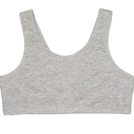 Fruit of the Loom Girls' Big Cotton Built-up Sport Bra, Black/White/Grey Heather-3 Pack, 28