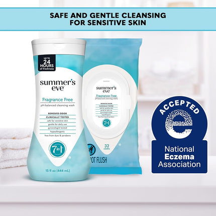 Summer's Eve Gentle Feminine Wipes, Fragrance Free, 32 Count