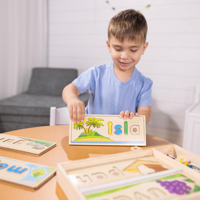 Melissa & Doug Spanish See & Spell Educational Language Learning Toy, Early development & activity toys, Puzzle, Wooden puzzle, Gift for 4 year old boy or girl