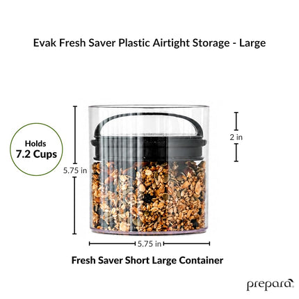 Prepara Evak Fresh Large - Short (1.8L) Airless Canister with Black Handle