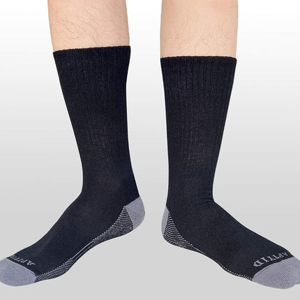 APTYID Men's Moisture Wicking Cushioned Crew Work Boot Socks (4-6 Pairs), Black (6 Pairs), 7.5-12 UK