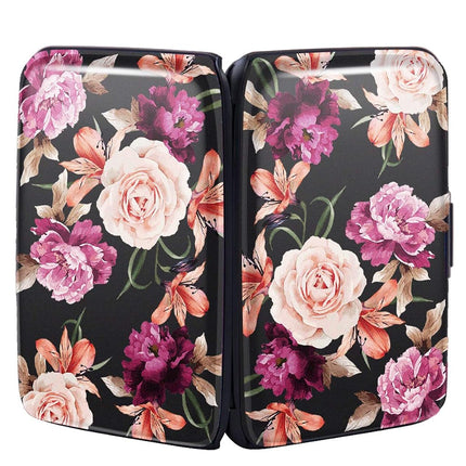 Mini porte-cartes Coco Rossi pour femme ou homme, étui rigide fin anti-RFID pour cartes d'identité, portefeuille de voyage, rose noir, S