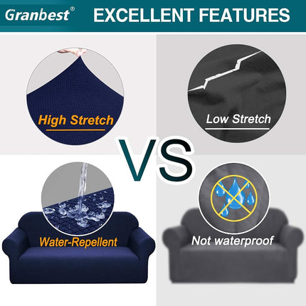 Granbest Premium Water Repellent Sofa Cover High Stretch Couch Slipcover Super Soft Fabric Couch Cover (Navy Blue, Large)