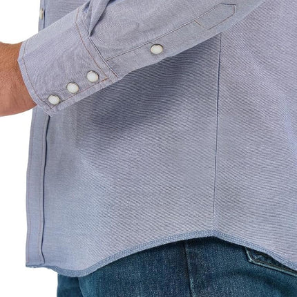 Wrangler Men's Western Long Sleeve Snap Finish Work button down shirts, Light Denim, 19 Inches Neck 35 Inches Sleeve UK