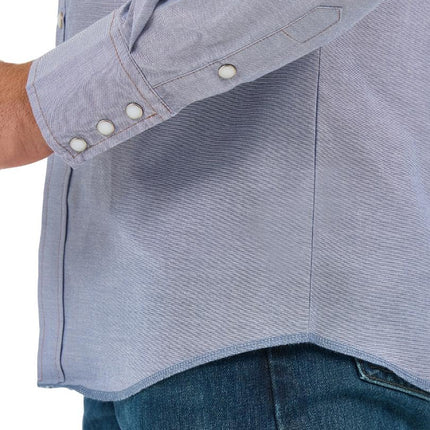 Wrangler Men's Western Long Sleeve Snap Finish Work button down shirts, Light Denim, 19 Inches Neck 35 Inches Sleeve UK