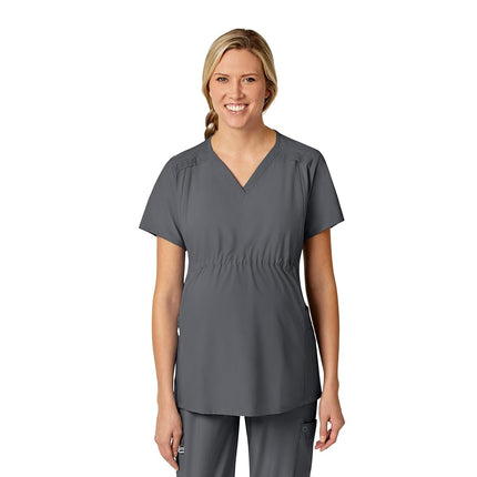 WonderWink Women's Maternity V-Neck Top, Pewter, S