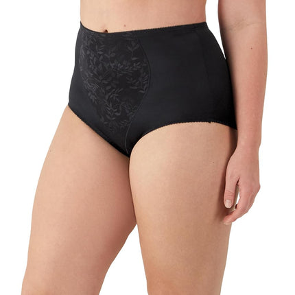 Bali Women's Firm Shapewear Pack, Shaping Brief with Tummy Control, 2-Pack, Black Jacquard, L