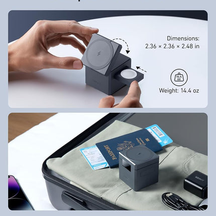 Anker 3-in-1 Cube, 15W Max Fast Charging Foldable Wireless Charger (30W USB-C Charger Included)