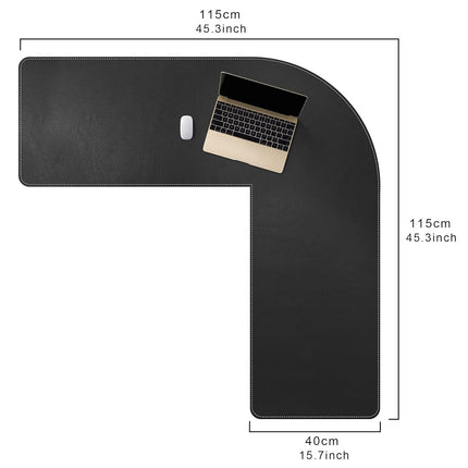 Mydours 46"x46"x16" L Shape Desk Mat, XXL Large PU Leather Corner Mat,Black