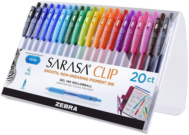 Sarasa Clip Retractable Gel Pen.5mm, Assorted 20 P