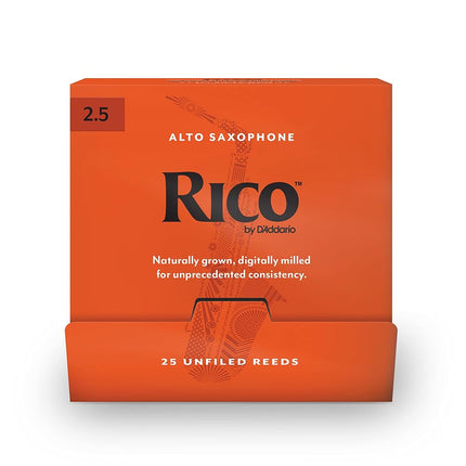 D'Addario Rico Alto Saxophone Reeds, Strength 2.5, Individually Sealed, Pack of 25