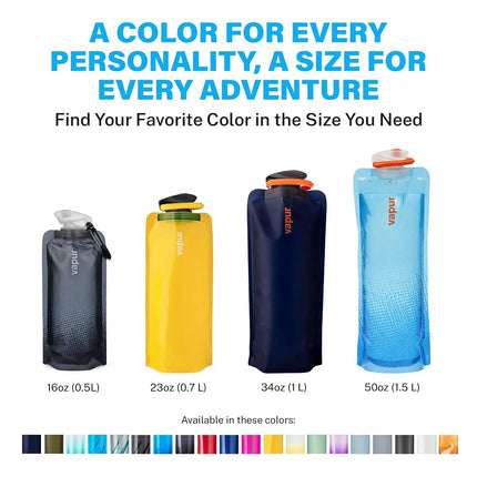 Vapur Flexible, Collapsible Wide Mouth Anti-Bottle with Detachable Carabiner, Convenient, Portable Hydration for Travel and Outdoor Adventures, 34 Ounce, Night Blue, Pack of 1