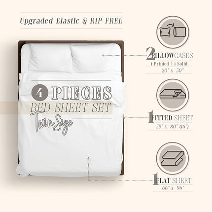 Elegant Comfort Amelia Boho Paisley 4-Piece Sheet Set, Deep Pocket 1500 Premium Hotel Quality, Fade and Wrinkle Resistant, Fitted Sheets with Smart Pockets, Paisley Sheet Set, Twin, Latte Taupe