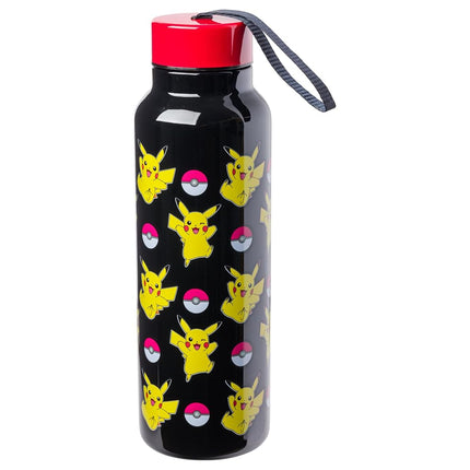 Silver Buffalo Pokemon Pikachu Jump Pattern Stainless Steel Water Bottle with Strap 27 Ounces