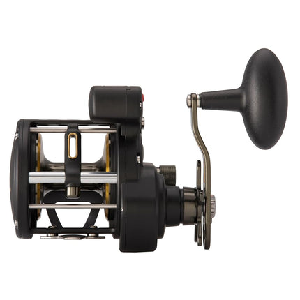 PENN Fathom® II Level Wind, Saltwater Fishing Reel, Conventional Reels, Sea - Nearshore/Lake Fishing, Shore and Kayak Fishing, Unisex, Black Gold, 30LC | Right Hand