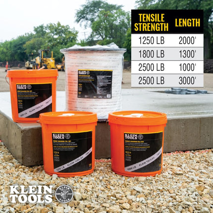 Klein Tools 50122 Cinta métrica para conductos, cinta Mule para extracción de cables y alambres de alta resistencia, 1250 libras x 2000 pies de largo