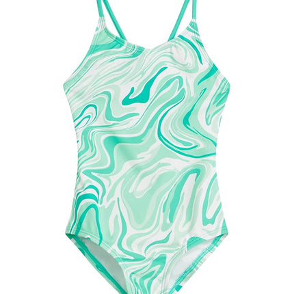 Traje de baño de una pieza Kanu Surf Hurricane Beach Sport UPF 50+ para niña, Gigi Green, 12