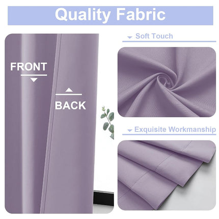 Simplebrand Ava Lilac Blackout Curtains for Bedroom 63 Inch Length 2 Panels Set, Nursery Thermal Insulated Energy Saving Rod Pocket Window Treatment Curtains Blackout Drapes, W40 x L63 Inch, Lilac