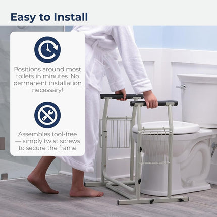Drive Medical Stand Alone Toilet Safety Rail, White