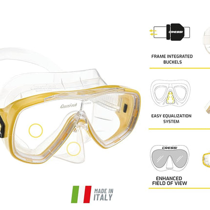 Cressi Single Lens Mask & Snorkel Set - Tempered Glass Diving Mask - Snorkel Set Adults for Pools & Sea - Quick-Adjust Buckles for Scuba Diving Equipment - Transparent/Pink - Combo Set