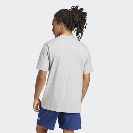 Adidas Mens Essentials Linear Single Jersey T-Shirt, Medium Grey Heather/Black, XX-S