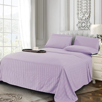 Elegant Comfort Luxury Soft Bed Sheets Dobby Stripe 1500 Premium Hotel Quality Microfiber Softness Wrinkle and Fade Resistant (4-Piece) Bedding Set, Twin, Stripe Periwinkle Lavender