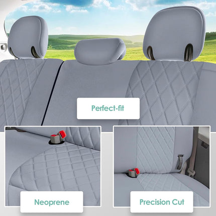 FH Group Custom Fit Neoprene Seat Covers for 2011-2020 Toyota Sienna with Water Resistant Neosupreme Insert - 3rd Row Solid Gray