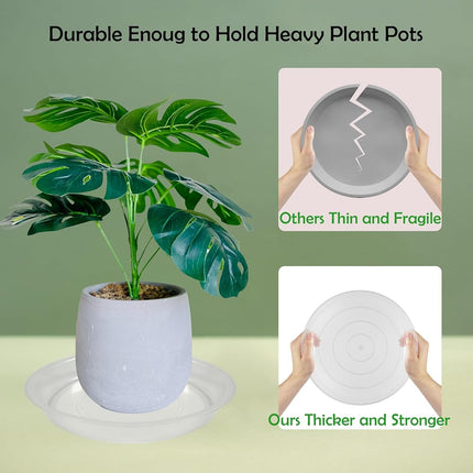 TNTIWQ 4 Pack 14 Inch Round Plant Saucers for Less 12 Inch Pot Indoors Outdoors Plant Trays for Pots Planter Saucer Plastic Drip Tray Planter Water Tray (Clear, 13.8"(4pcs))