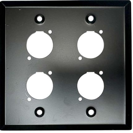 DIYTECH XLR Wall Plate Blank and XLR Panel Combo - Perfect for Professional Audio Setups in Studios, Theaters, and Conference Rooms - Easy to Install and Durable Design (4 Port Black)