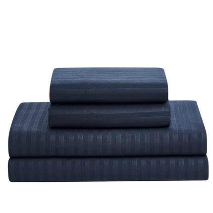 Sweet Home Collection 2 Pillowcases & 2 Shams & Bed Skirt All Season Warmth, Fine Double Brushed Microfiber/100% Fiber Fill, Dobby Navy, King