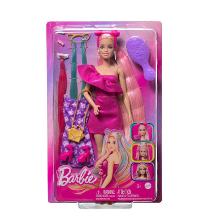 Barbie Fun & Fancy Set, Fashion Doll with Extra-Long Color-Streaked Blonde Hair, Clothes & Styling Accessories, JDC85