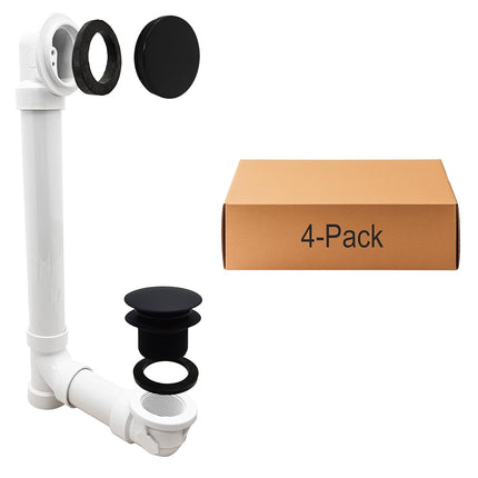 Westbrass 493244H-4-05 12" & 4" Bath Waste & Overflow Assembly with Tip-Toe Drain Plug and Illusionary Faceplate-SCH. 40 PVC Pipe, Polished Nickel