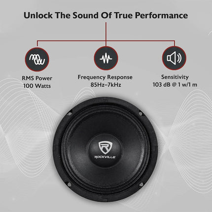 Rockville RM68PRO 6.5-Inch 8 Ohm SPL Mid-Bass Midrange Car Speaker 105dB 200w-Set of 1
