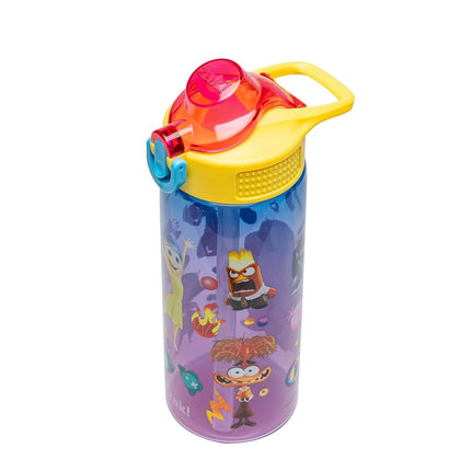 Zak Designs Disney and Pixar Inside Out 2 Sage Water Bottle For School or Travel, 25oz Durable Plastic Water Bottle With Straw, Handle, and Leak-Proof, Pop-Up Spout Cover (Emotions)