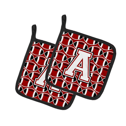 Caroline's Treasures Letter a football Cardinal & White Pair of Pot Holders, 7.5HX7.5W, Multicolor