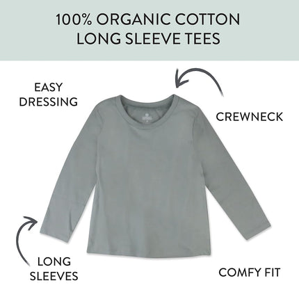 HonestBaby Unisex Baby Multipack Long Sleeve T-Shirts Tee 100% Organic Cotton, 5-Pack Prep School Rebel Boy, 5T