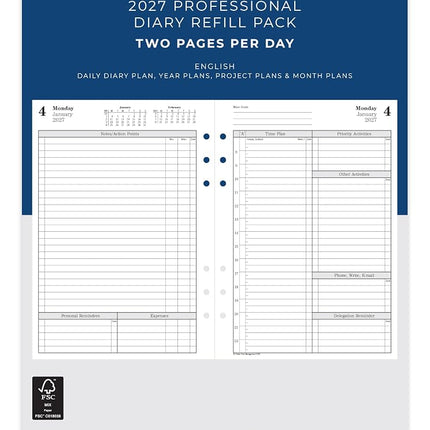 Filofax A5 Day to view English 2027 diary 27-TM703