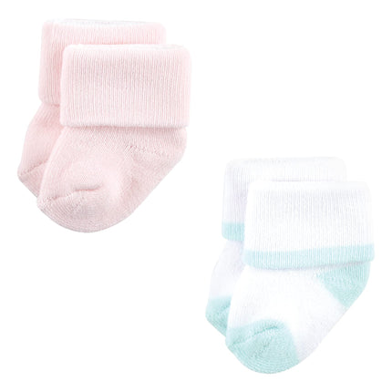 Luvable Friends Unisex Baby Newborn and Baby Terry Socks, Coral Mint Aztec, 6-12 months