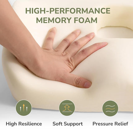 EGOHOME L-Shaped Seat Cushion for Office Chair & Car, Memory Foam Coccyx Cushion with Lumbar Support - Relieves Tailbone, Sciatica, Lower Back Pain, Adjustable Strap & Non-Slip Bottom, Grey