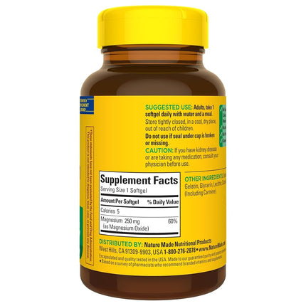 Nature Made Magnesium 250 Mg Softgel, 90 Count