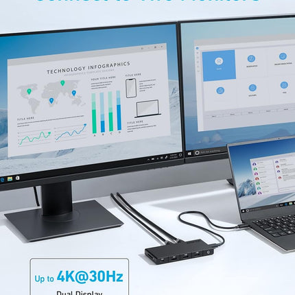 Anker USB C Hub (10-in-1), Dual Monitor with 4K HDMI, Max 100W Power Delivery, Dual 4K HDMI Ports, 4 USB-A/USB-C Data Ports, Ethernet and SD Card Reader for Dell Laptop, ThinkPad, and More
