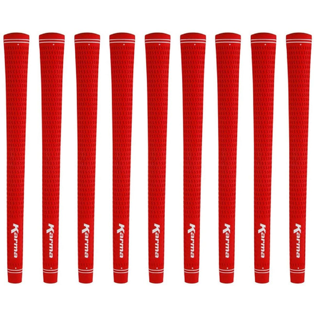 Karma Velour Red Midsize (+1/32") Golf Grips (9 Pa