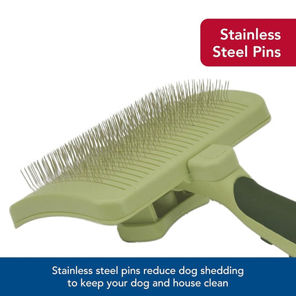 Coastal Pet Safari Dog Self-Cleaning Slicker Brush - Dog Deshedding Brush - Prevents Mats and Tangled Hair - For Dogs with Short or Long Hair - Large - 8" x 4.5"