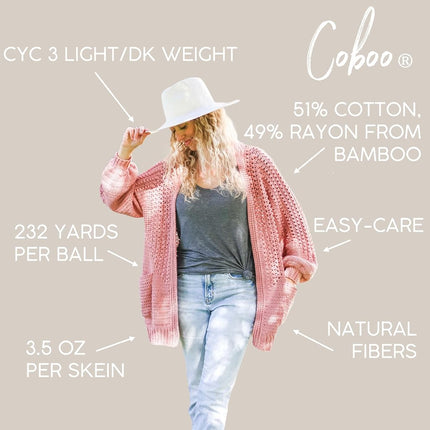 Lion Brand Yarn Coboo, Soft Cotton Blend Yarn for Knitting and Crochet, White, 1 Pack
