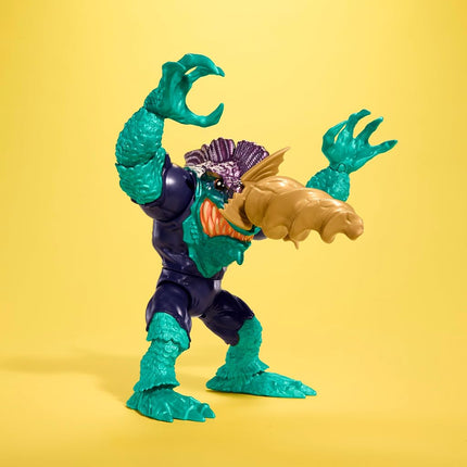 Mattel Street Sharks Slash Action Figure Toy, 90s TV Half-Man Villain, 6-Inch Articulated Nostalgia Toy with Real-Like Skin, Bite & Drill Action