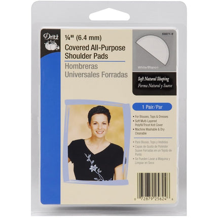Dritz 53071-9 Shoulder Pads, Covered All-Purpose, 1/4", White