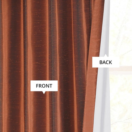 HPD Half Price Drapes Faux Silk Blackout Curtains 84 Inches Long for Bedroom & Living Room Vintage Textured Blackout Curtain (1 Panel), 50W x 84L, Copper Kettle