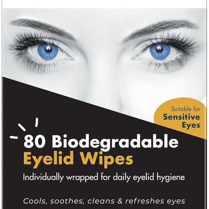 The Eye Doctor Eyelid Wipes x 80 - Biodegradable Eyelid Cleansing Wipes - Preservative & Detergent Free