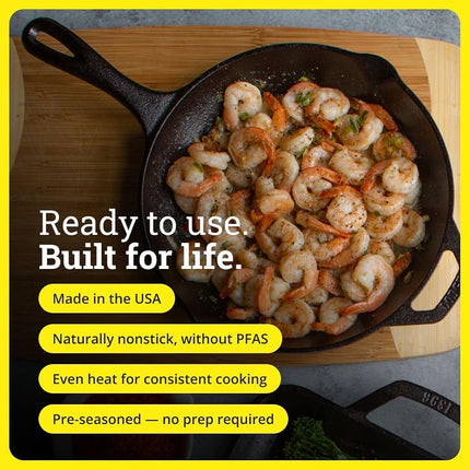 Lodge Pre-Seasoned Cast Iron Skillet Set - Set Includes 8 Inch Skillet, 10.25 Inch Skillet, and 12 inch Skillet - 3 Piece